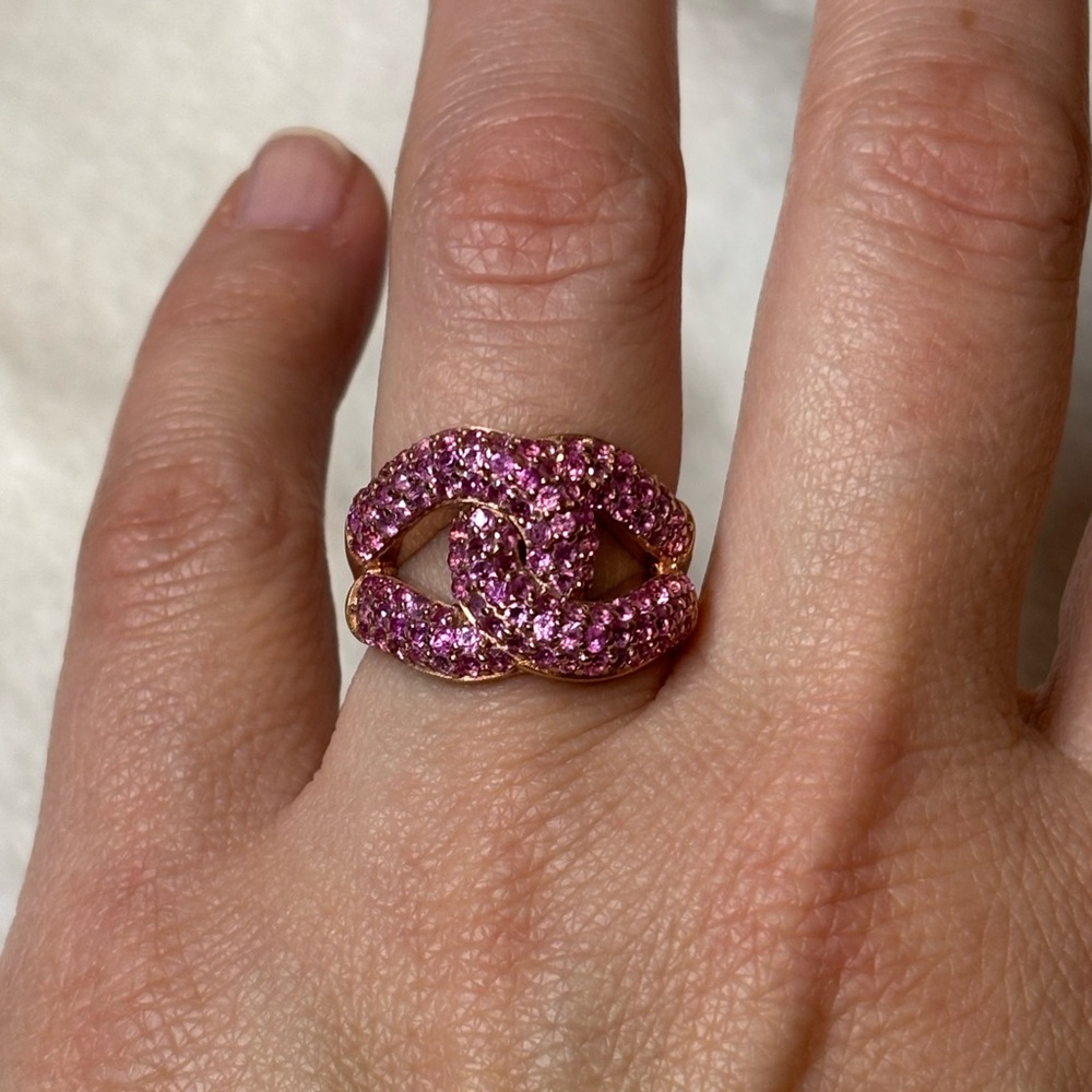 Lab Created Pink Sapphire Ring 18k Rose Gold over 925 Sterling Silver 2.35 ctw - Picture 3 of 7